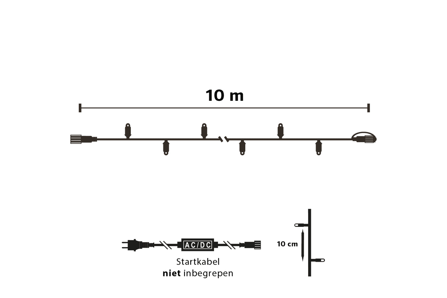 Koppelbare kerstverlichting · Klassiek warm wit · 10m · 100 LED · IP67